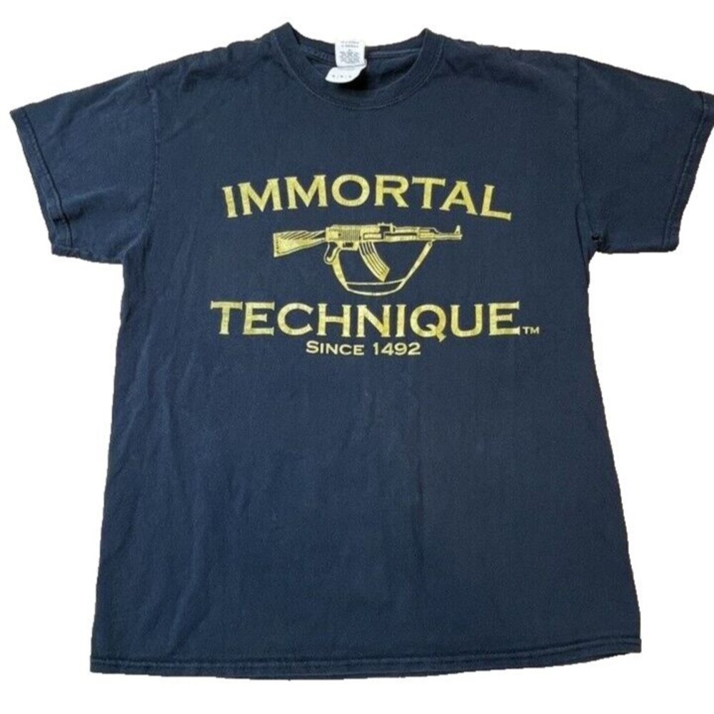 Vintage Immortal Technique Gorilla Republic AK-47 Black Gold Rap T Shirt Mens M